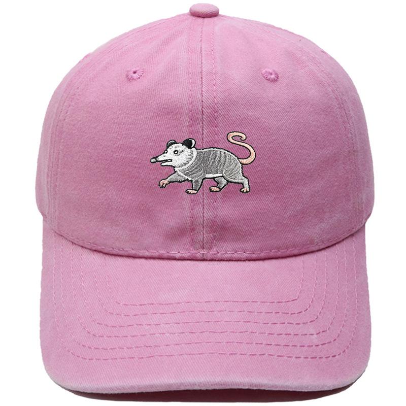 New cartoon possum embroidered baseball cap washed retro dad hat personalized men's and women's leisure sports hat