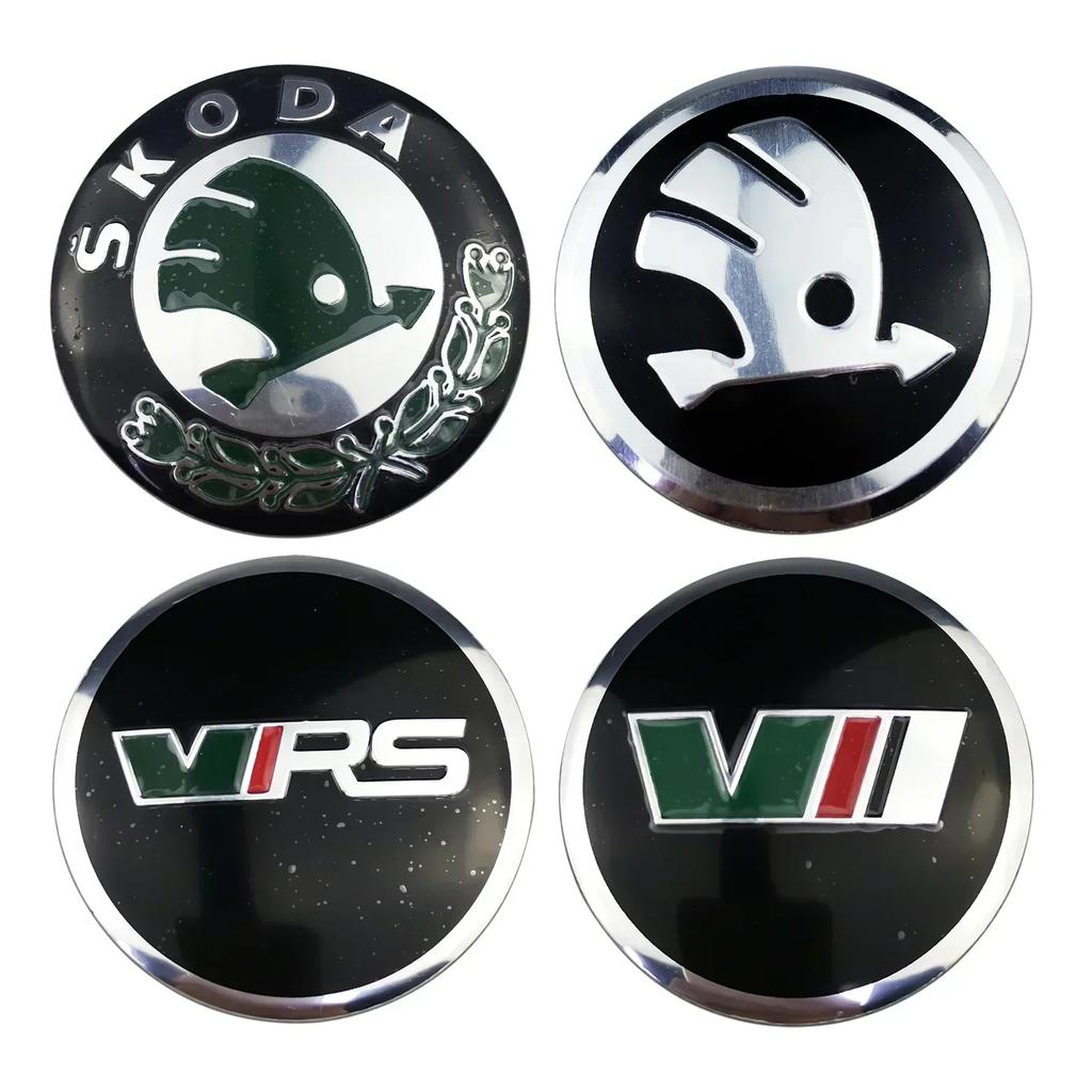 4Pcs 56mm Car Hub Cap Badge Logo Decal For Skoda Octavia KAMIQ KODIAQ SUPERB RAPIDFABIA YETI Wheel Sticker Styling AccessoriesCQ1