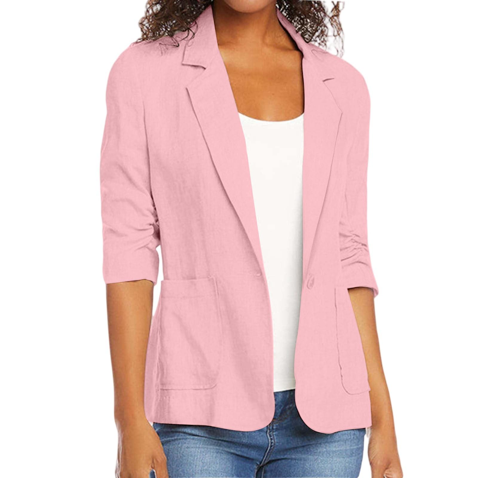 

Женский модный однотонный костюм с рукавом 3/4 и карманами, повседневный жакет в стиле лацкана XL