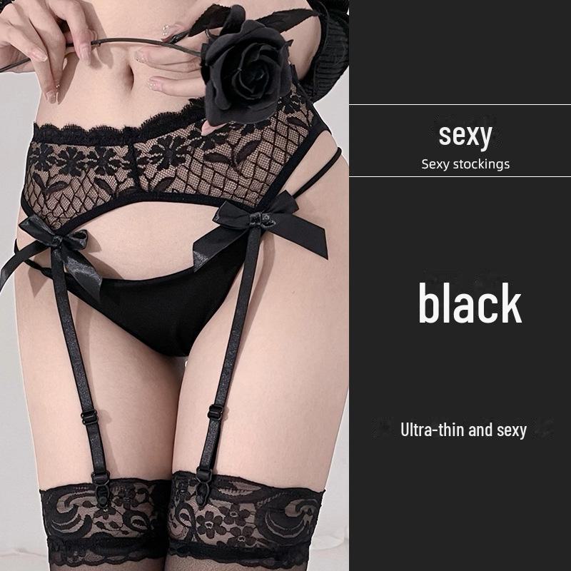 

Сексуальный черно-белый комбинезон: Чулки Hot Girl с открытым шаговым швом и подтяжками One Size