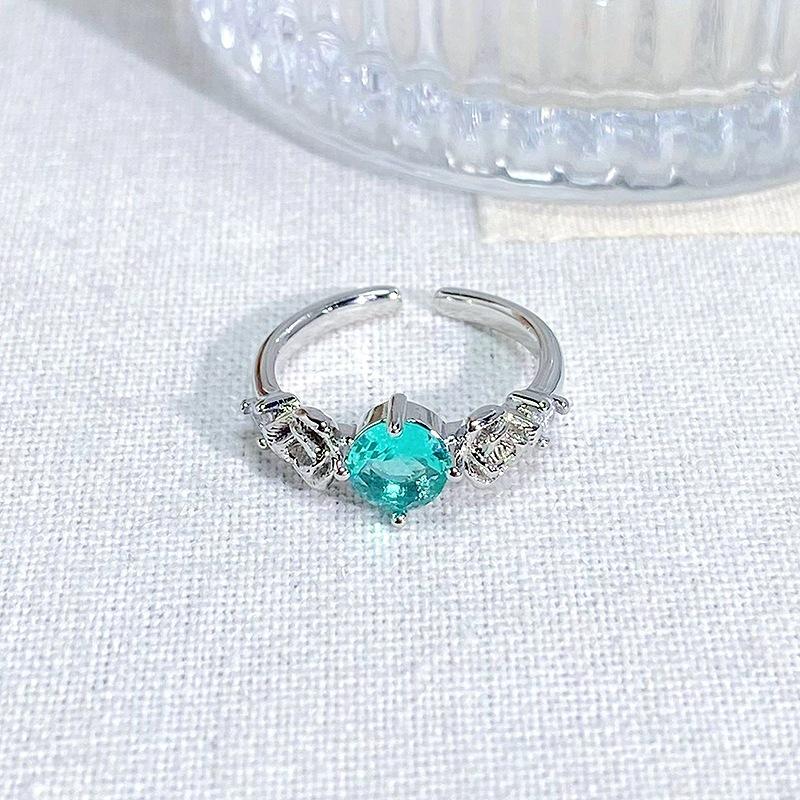 Color Zircon Camellia Treasure Light Luxury Open Ring Niche Butterfly Two-Color Row Diamond Super Fairy High-End Ring Adjustable opening