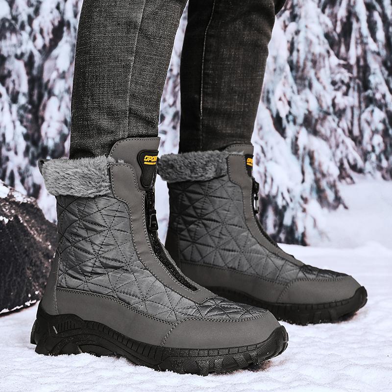 Winter Men's High-top Snow Boots Outdoor Warm Plush Shoes Plus Size 39-47