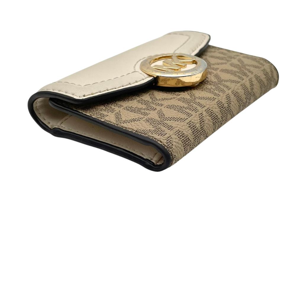 Used Michael Kors 6 Key Holders Signature FultonKey Holder  Beige/white PVC/leather Women