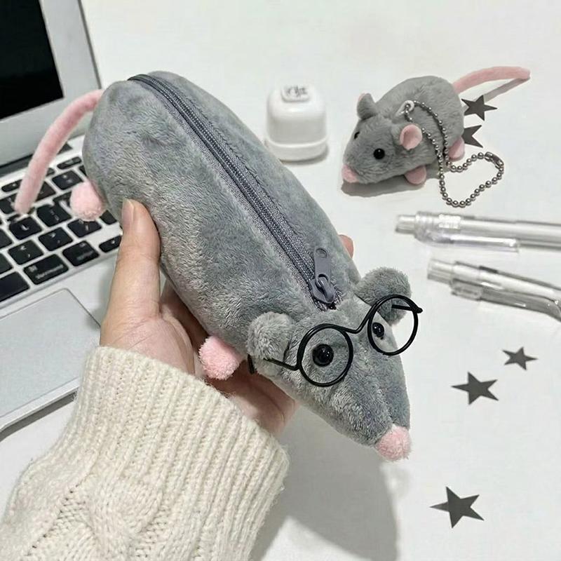 Cartoon Animals Plush Pencil Case Soft And Cute Creative For Girls Niche Student Stationery Desktop Pencil Storage Bag