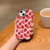 Pink Base Fresh Strawberry Tiny Flower Print Soft Silicone Phone Case Cute Girly Fruit Aesthetic Shockproof Protective Cover For All Iphone Models