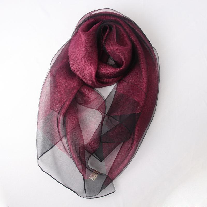 Mary Spring and autumn solid color silk scarf, double-layer gold silk, versatile long cheongsam, organza shawl, women's scarf