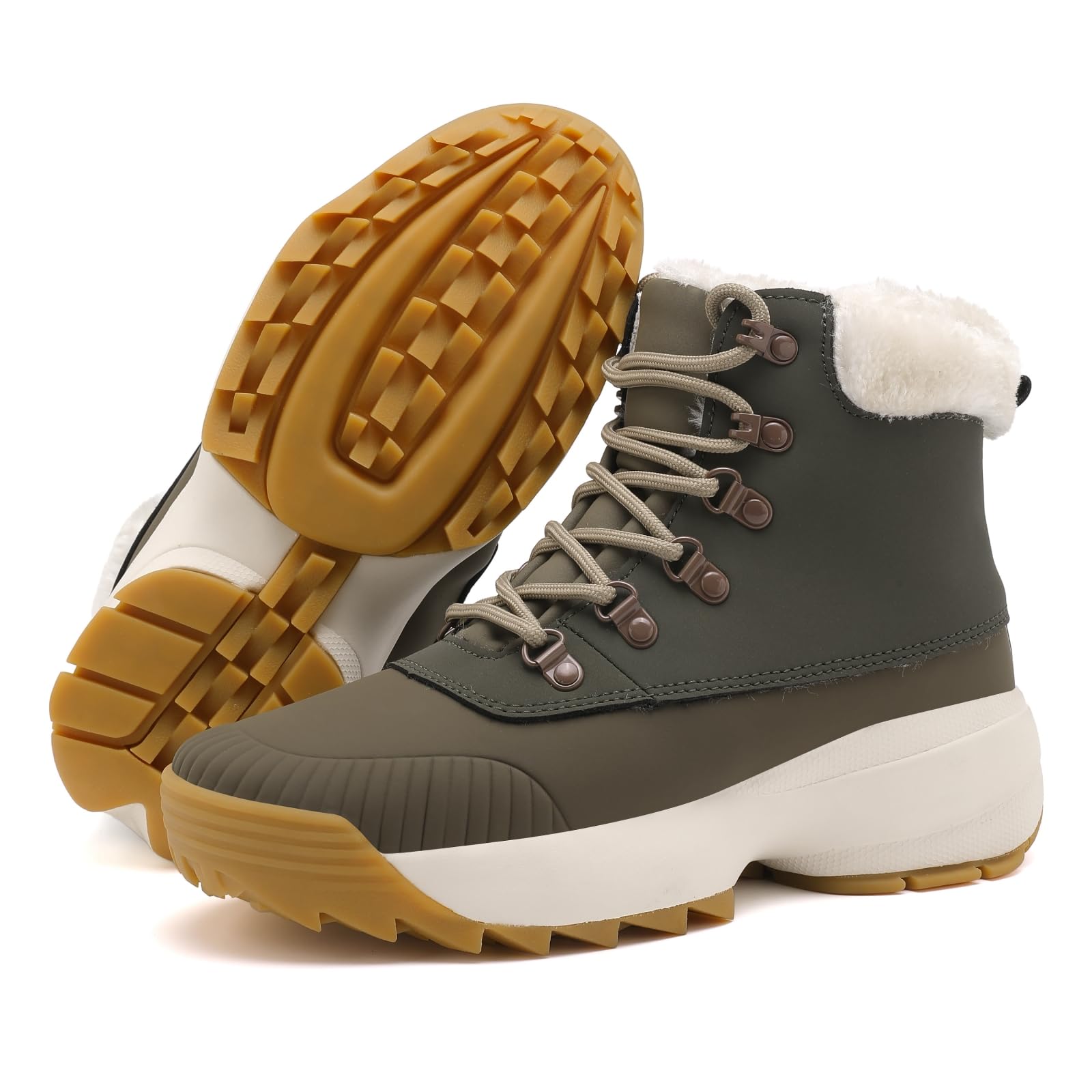 

Ulogu Waterproof Snow Cold Weather Easy to Walk Platform Short Perfect for Outdoor Winter Size Women s Non-Slip Boots, 5cm, Water-Resistant, зелёный