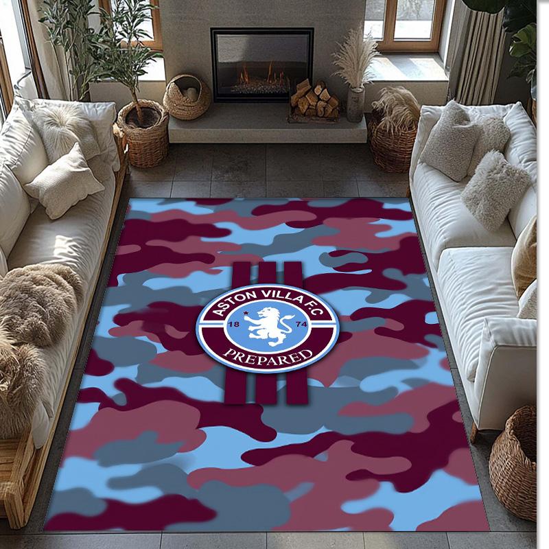 Tappeto in Velluto di Cristallo con Stampa Calcio Aston Villa, Comodo Assorbente d'Acqua Antiscivolo Tappeto per Pavimenti Interni