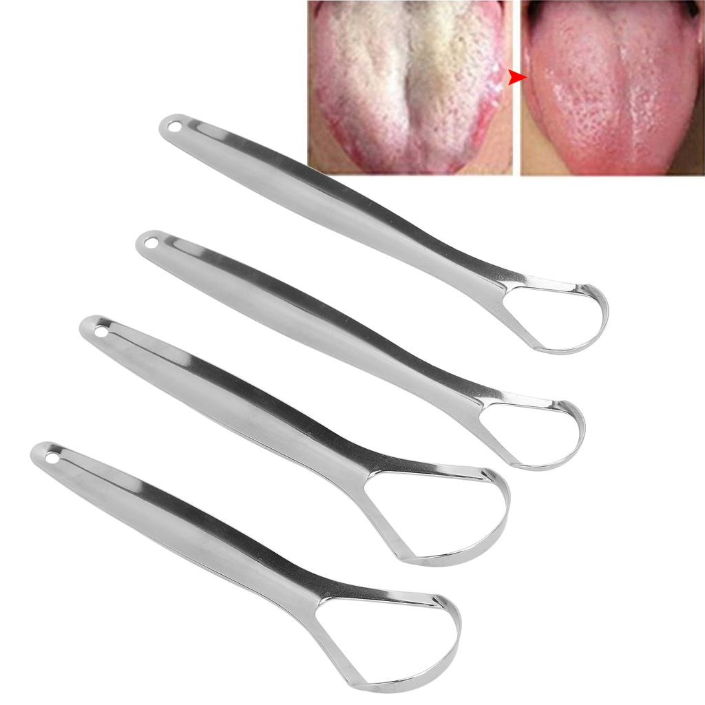 2pcs Adult Tongue Scraper Portable Reusable Stainless Steel Freshen Breath Tongue Cleaner