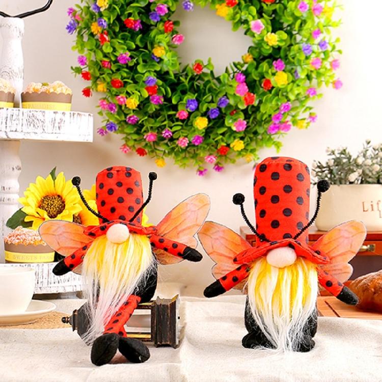 Ladybug Gnome Faceless Doll Decorations Kitchen Tiered Tray Decors for Farmhouses