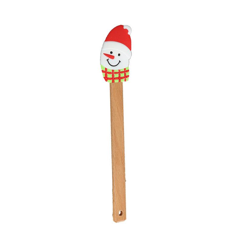 Christmas Series Cake Cream Spatula Wooden Handle Silicone Pastry Scraper Non-Stick Butter Batter Mixer Kitchen Baking Tools