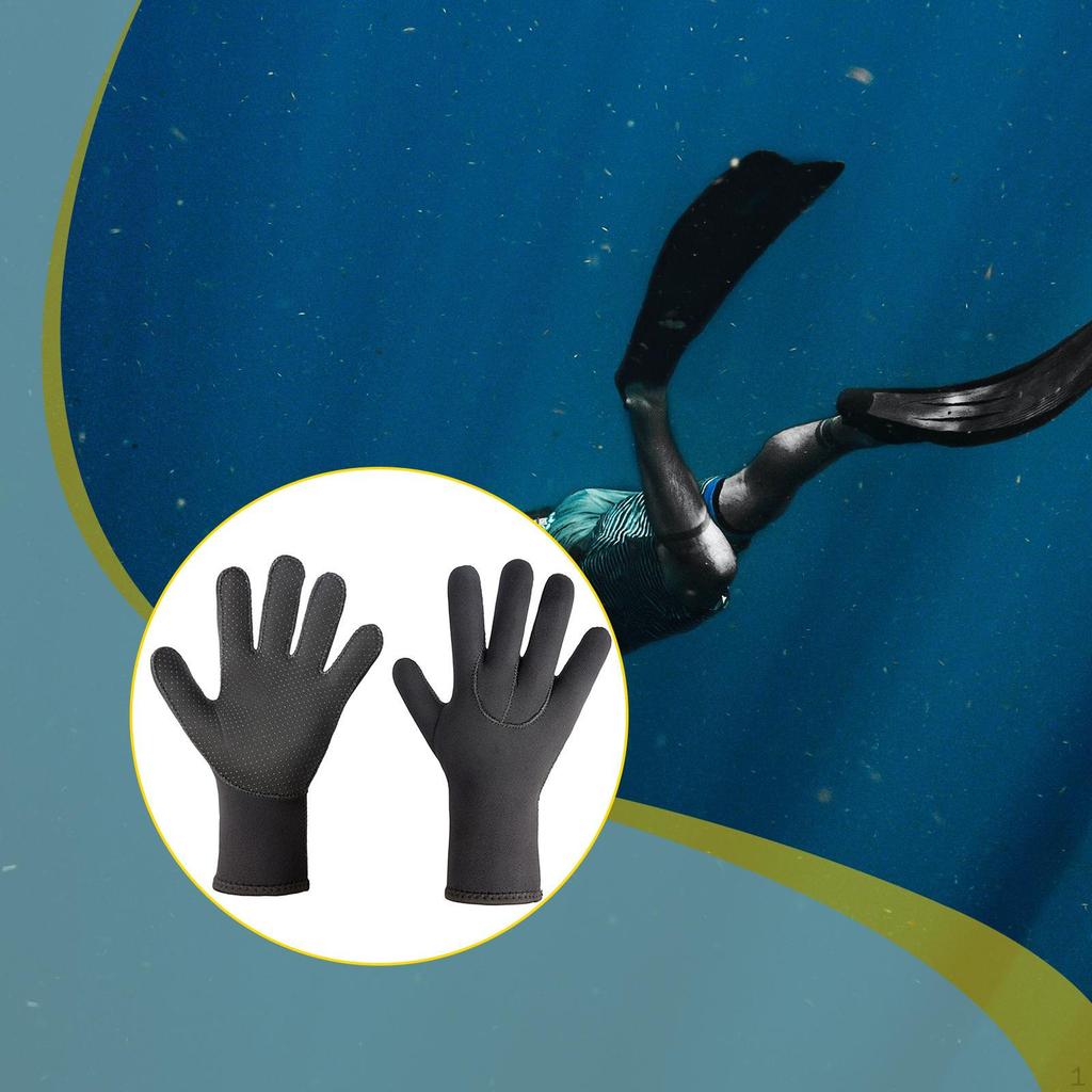 3mm Neoprene Diving Gloves, Five-Finger Non-Slip Swimming Hand Protection for Fishing,