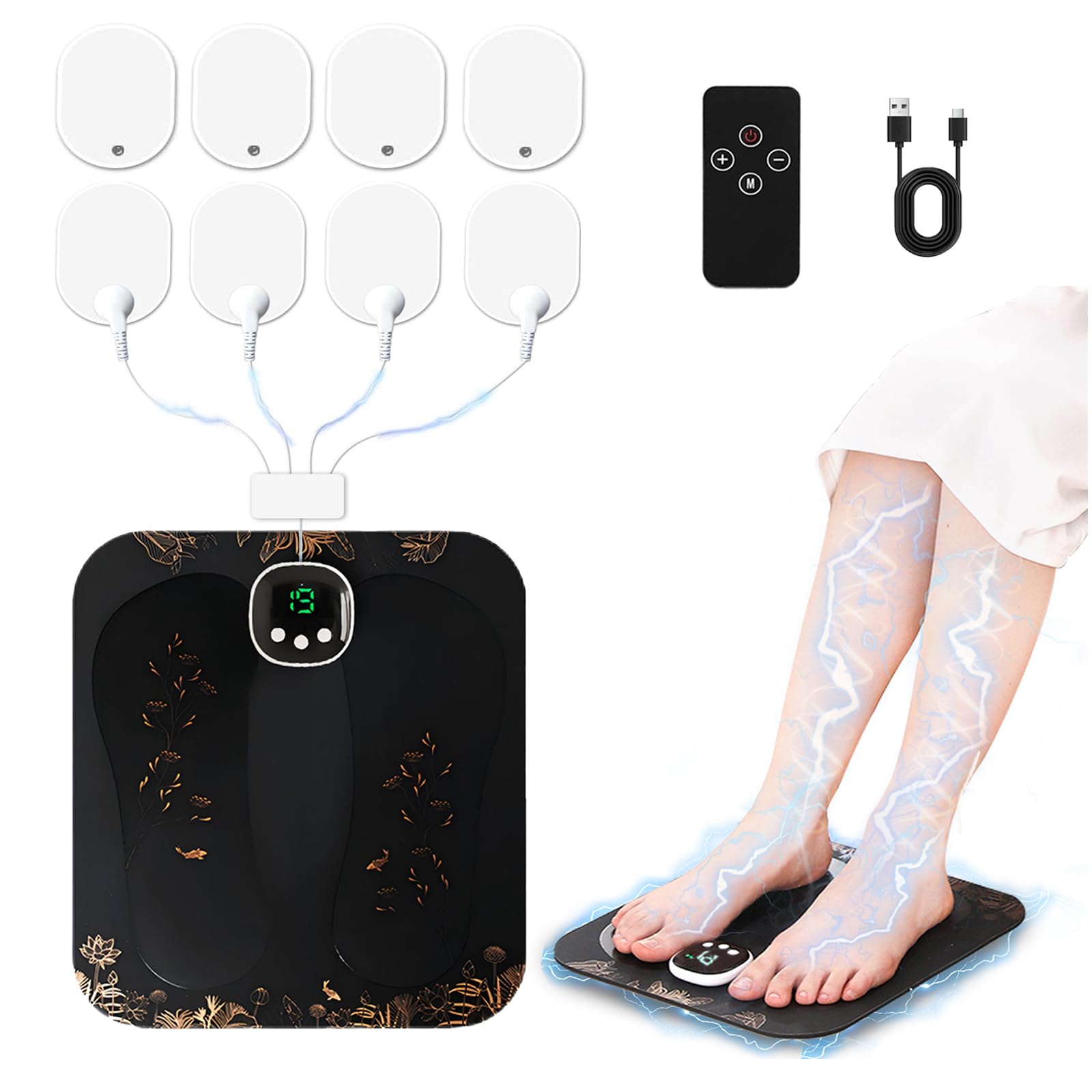 

Новинка сентября EMS коврик для ног для ухода за подошвами Режимы 19 Регулируемый Из него изготовлен, он оснащен пультом дистанционного управления для подошвы и складной, идеально подходит для верхней и Ит чёрный