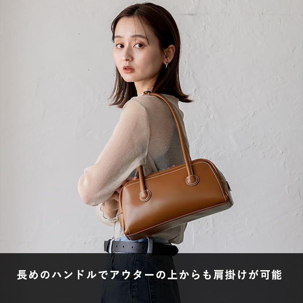 VITAFELICE Long Handle Mini Boston Bag Brown Women's Fashion Handbag