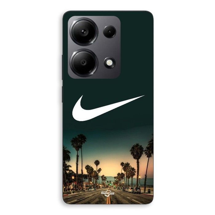 Coque Pour Xiaomi Redmi Note 13 Pro 4G Nike logo arrière-plan Palmiers de Californie la nuit Maniacase