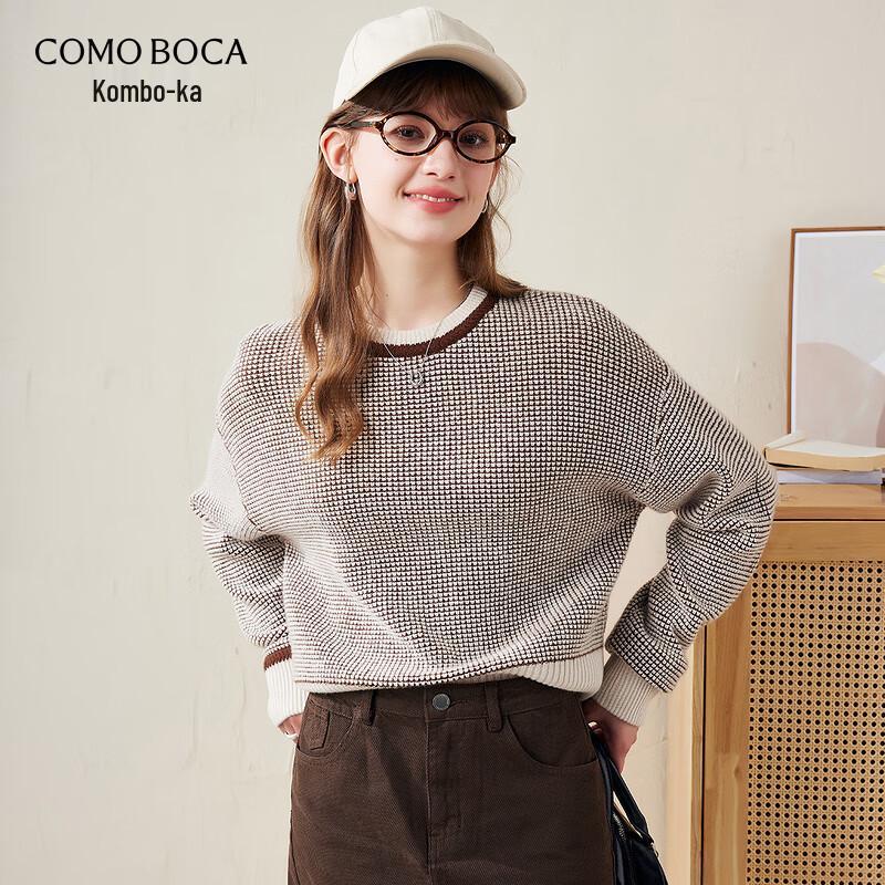 

KOMONBOKA Women s Autumn/Winter Color-Block Wool Knit Sweater 2XL