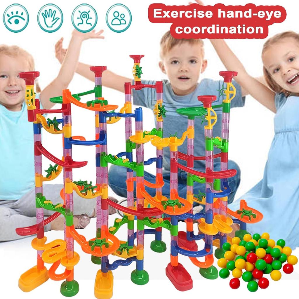 Marble Run Ra Track Building Blocks Kids 3D Maze Ball Roll Toy DIY Marble Run Ra Coaster Set 80/105/109/133pc Christmas Gift