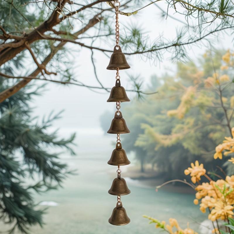 Hanging Metal Wind Chimes Decors With Layered Bells and Chain, Soft Bells Accent for Balconies, Patios, Window or Porch