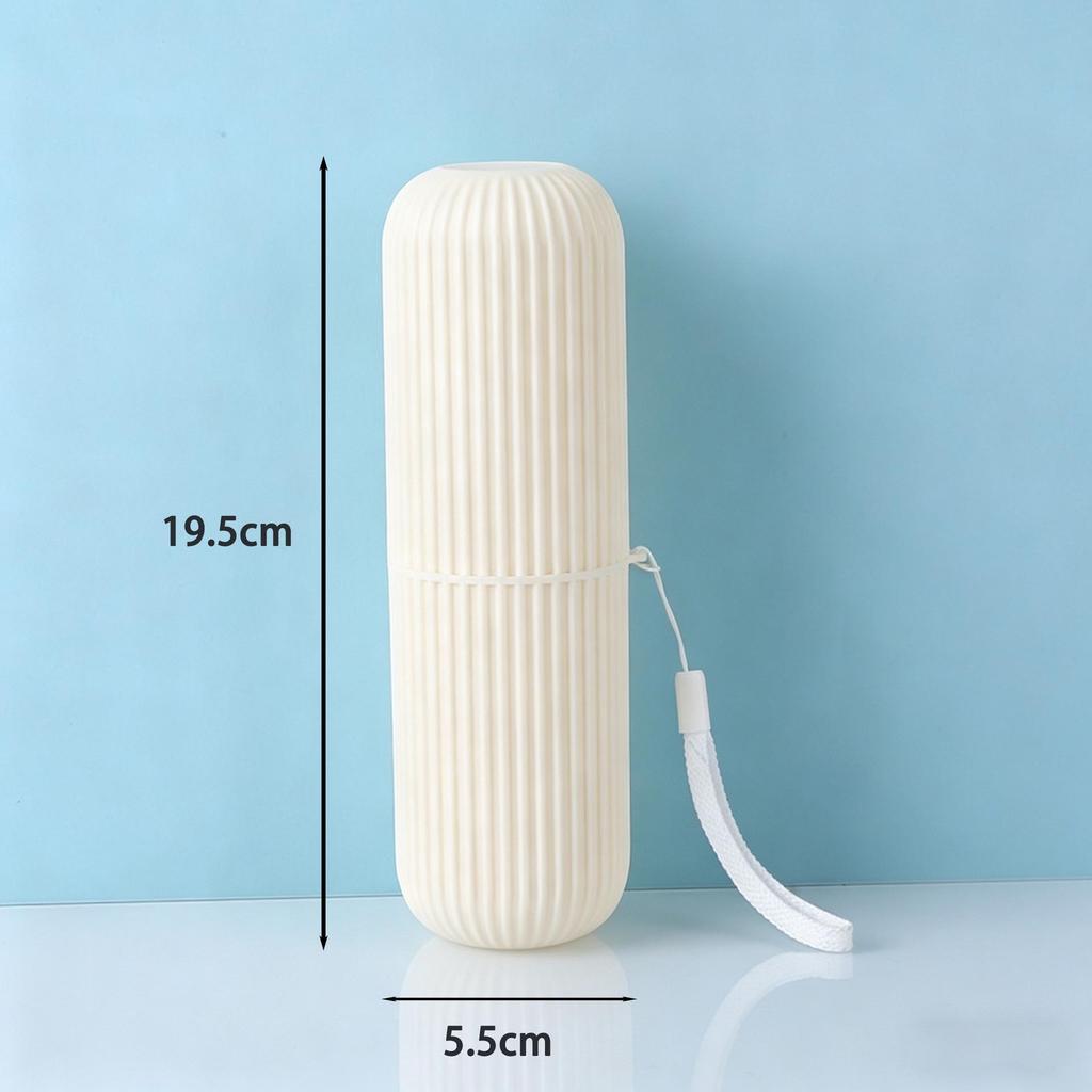 Portable Striped Toothbrush & Gargle Cup Set with Lid