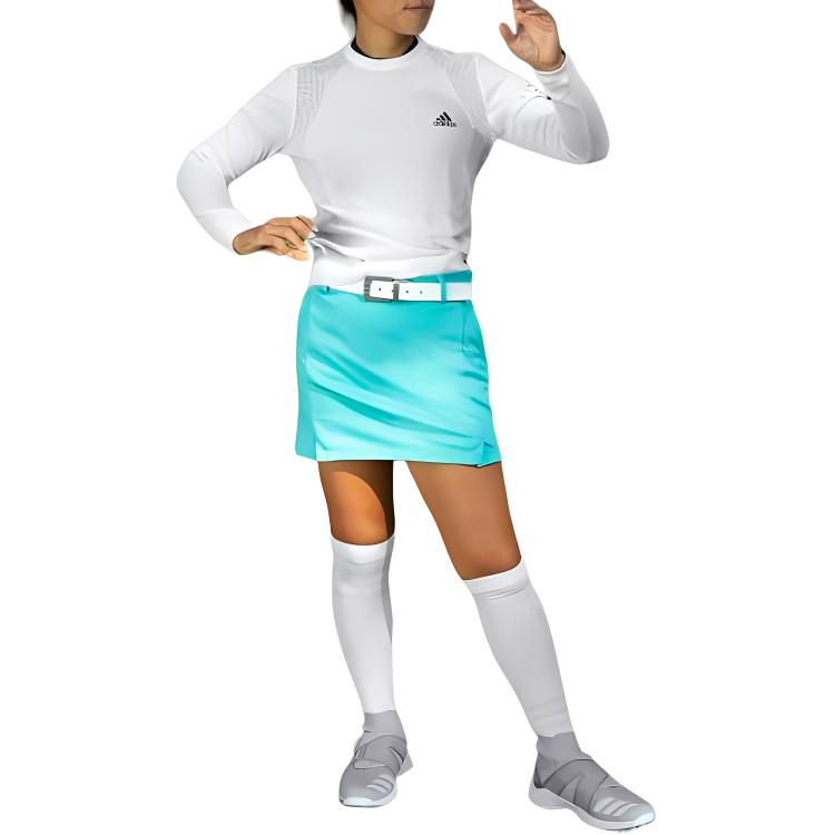 adidas Textured Skirt Solid Color Comfortable Front Split Hem Double-Sided Knitted Golf Casual Skirt Women Skirts Mint-Green HA5851