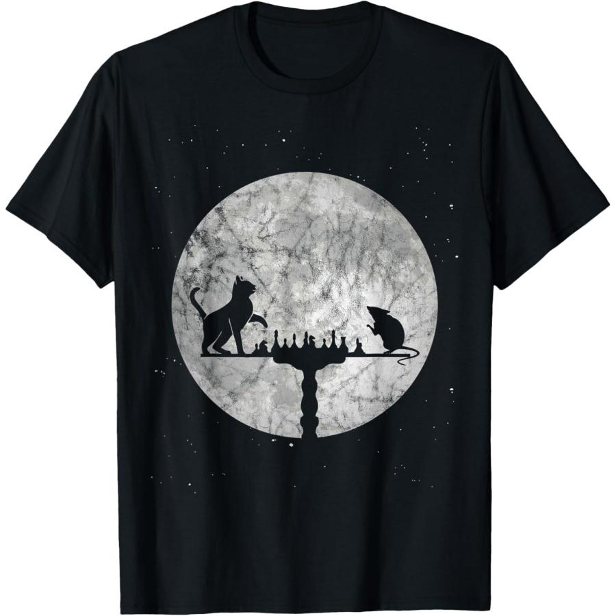 Silhouette Cat & Mouse Playing Chess T-shirt for chess love T-Shirt for Men Women S