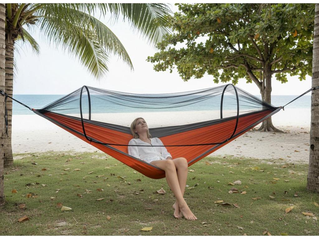 Portable Anti-Mosquito Camping Hammock with Automatic Quick-Opening