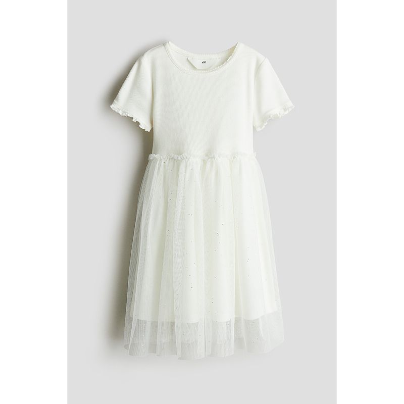 

HM Children s Clothing Girl Skirt 2025 Autumn New Arrival Fashionable Short Sleeve Sweet Thin Fabric Dress Swing Princess Dress 1281499 White 90/52