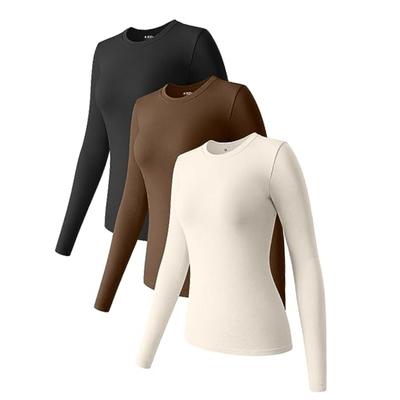 Women's Long-Sleeve Crew Neck Elastic Base Layer T-Shirt - 2024 Autumn/Winter Collection