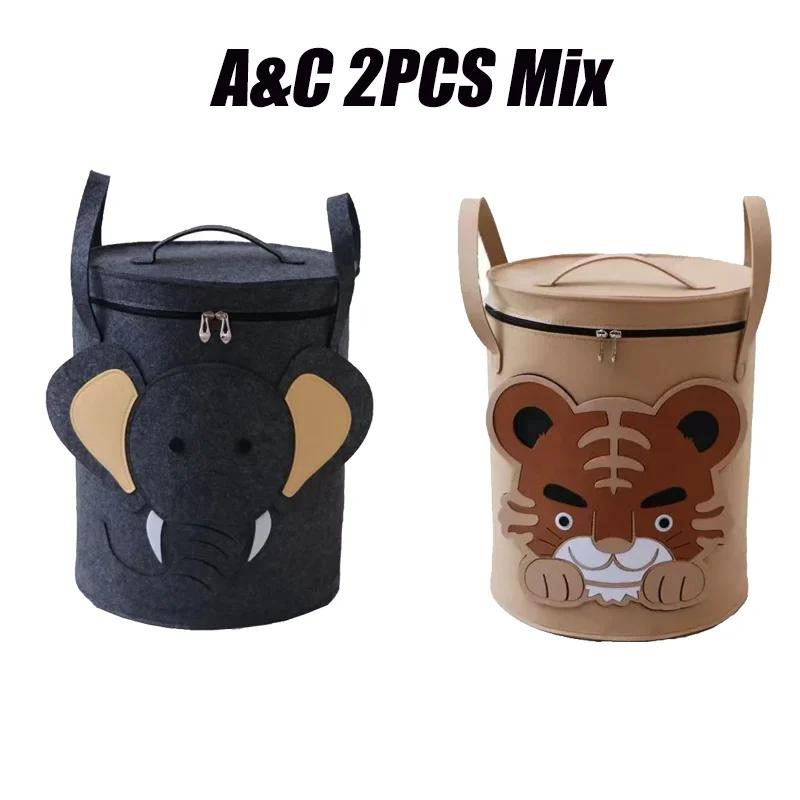 Children Toys Storage Basket Foldable Household Laundry Bag Cute Linen Bucket Cartoon Print Clothes Organizer Baskets With Lid