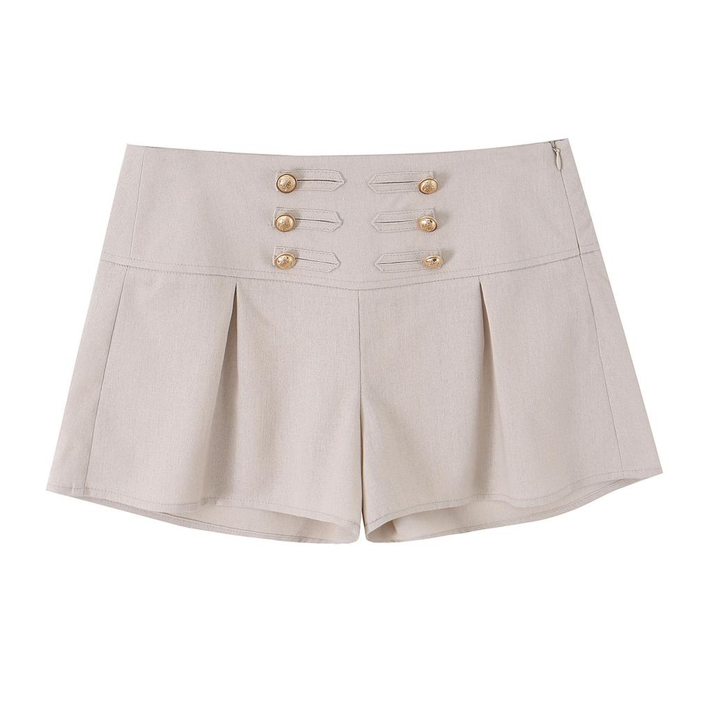 European and American style wholesale women's clothing fashion versatile temperament casual knot buckle vest + knot buckle shorts
