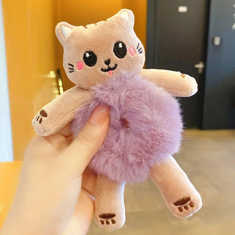 Tier Niedlich Plüsch Elastische Haarbänder Haarschmuck Scrunchies Mode Frauen Mädchen Haaraccessoires Cartoon Panda Katze Kaninchen Frosch