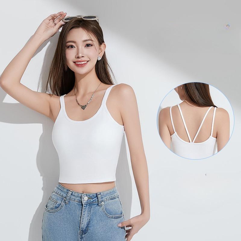 Women's Wear In Summer Is A Pure Cotton Halter Top with A Chest Pad and A One Piece Bra Top