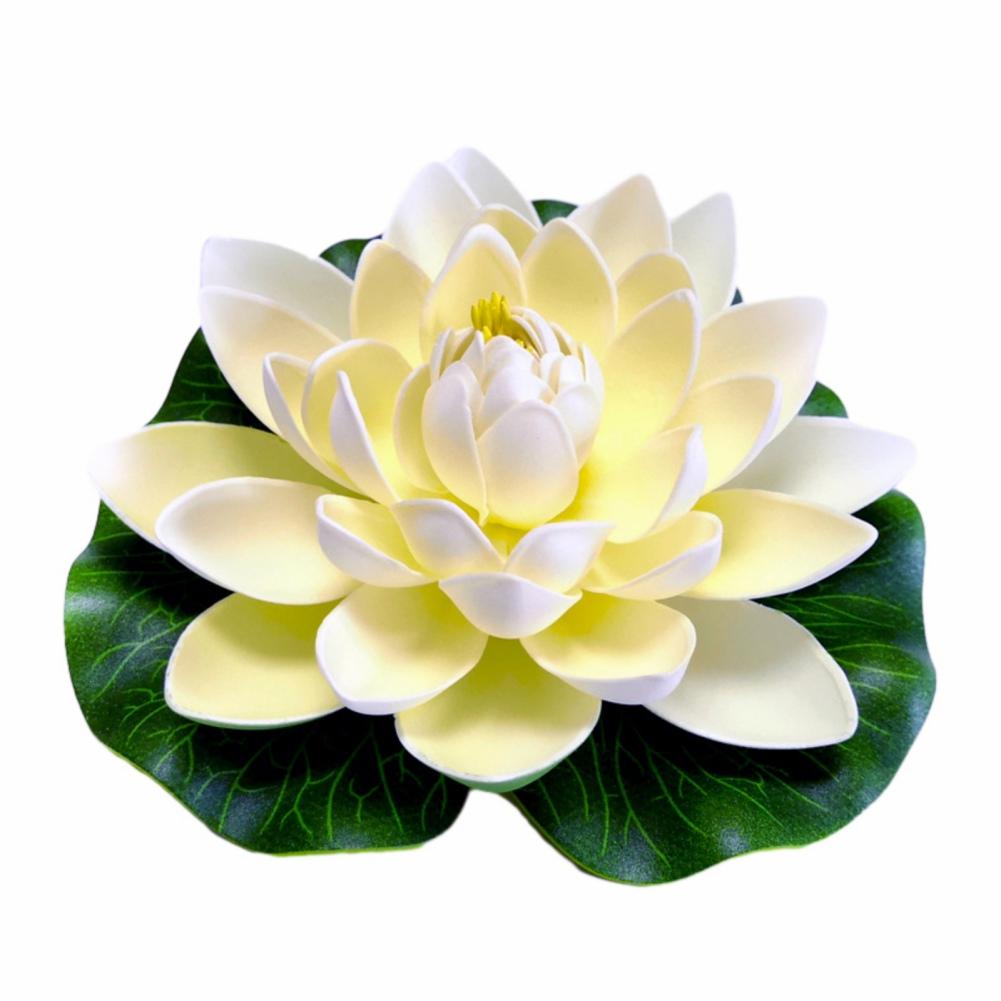 18cm Colorful Artificial Lotus Fake Floating Water Lily Flower Lotus Lifelike Micro Landscape Pond Plants Garden Pool Decor
