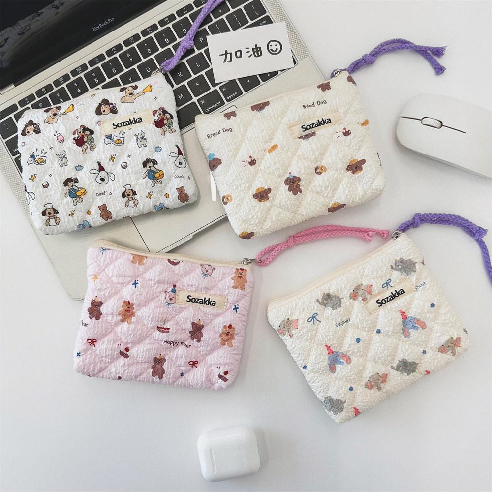 Cartoon Animal Cotton Travel Storage Bag With Embossed Design For Girls