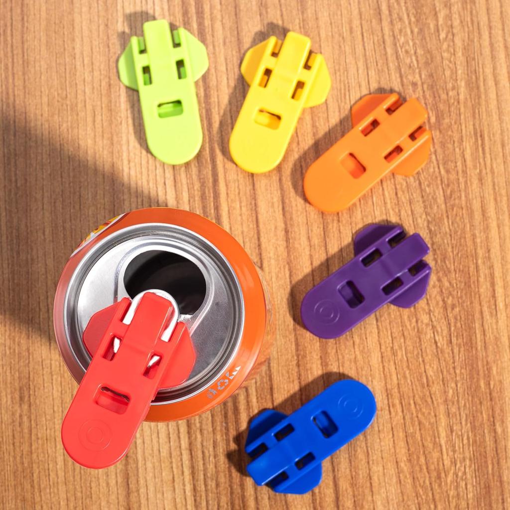 6pcs Manual Soda Beer Can Opener, Pop Beverage Can Cover Lid Protector, Plastic Drink Shields for Picnics Barbecues Camping Music Festival- Yellow &