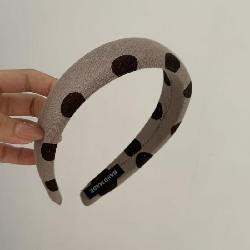 French Retro Polka Dot Velvet Headband Early Simple High Skull Top Headband Pressure Hair Card Versatile Hair Accessories