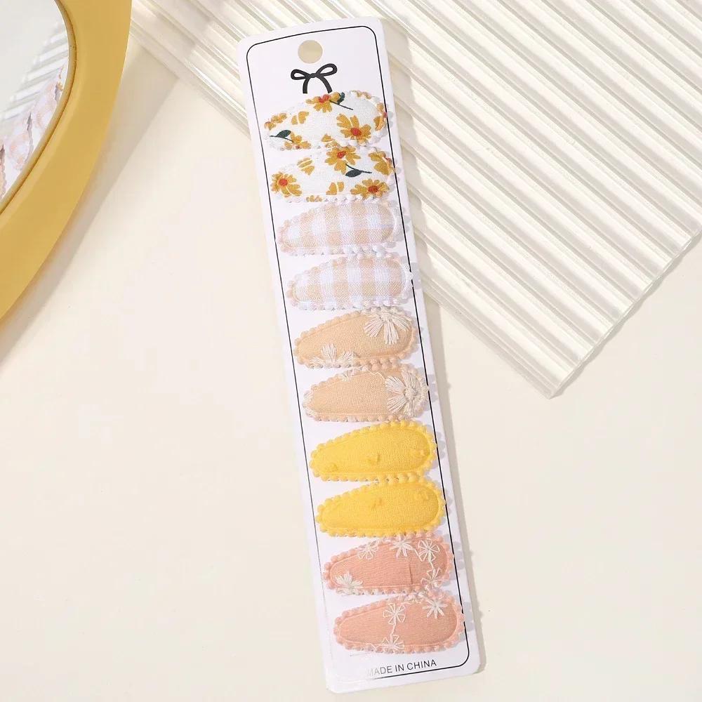 10/20Pcs Cotton Print Hair Clip Hairpin for Girl Fabric Plaid Mini BB Hairgripes Headwear Baby Hair Accessories New Year Gift
