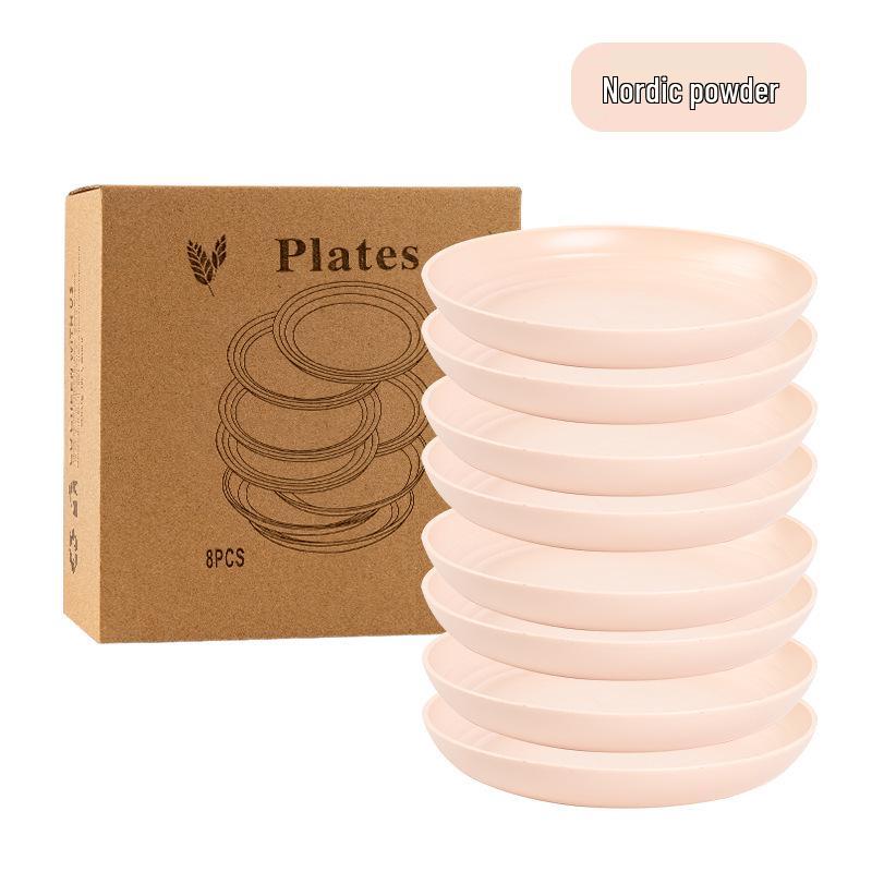 Cross-border Plastic Tableware Set: Plates, Bowls, Cups, Vomit Bowls, 24-Piece for Home Use.