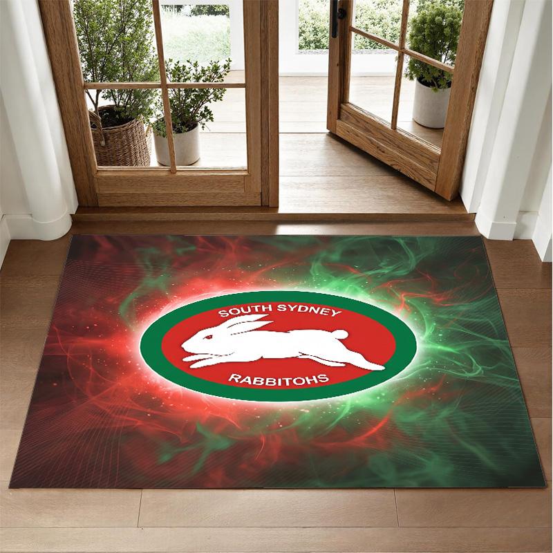 South Sydney Rabbitohs Design Crystal Velvet Rug Soft Decorative Mat for Bedroom Entrance