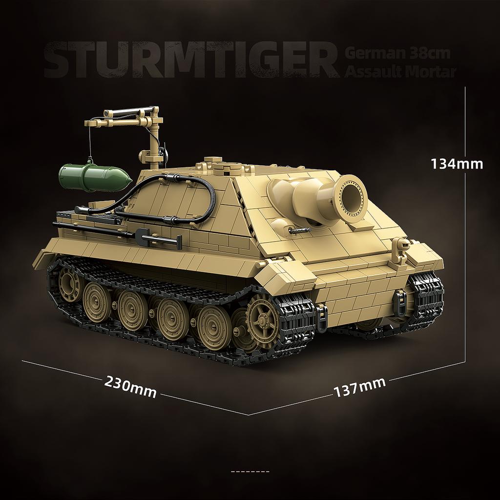 Military Sturmtiger Tank Building Blocks Model - War Scene Military Bricks Assembly Toy for Kids Gift