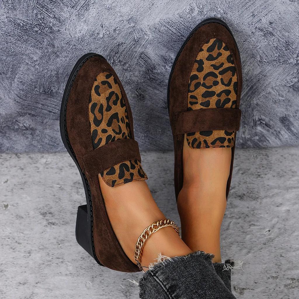 Fashion Women Shoes Leopard Splicing Flat Casual Shoes Brand Slip On Loafers Vulcanized Shoes Walking Single Sneakers Women 2025
