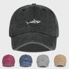 MLFO Shark Embroidered PreWashed Baseball Cap Summer WideBrim Cap Spring Casual Cap Outdoor Sun Hat Fishing Cap