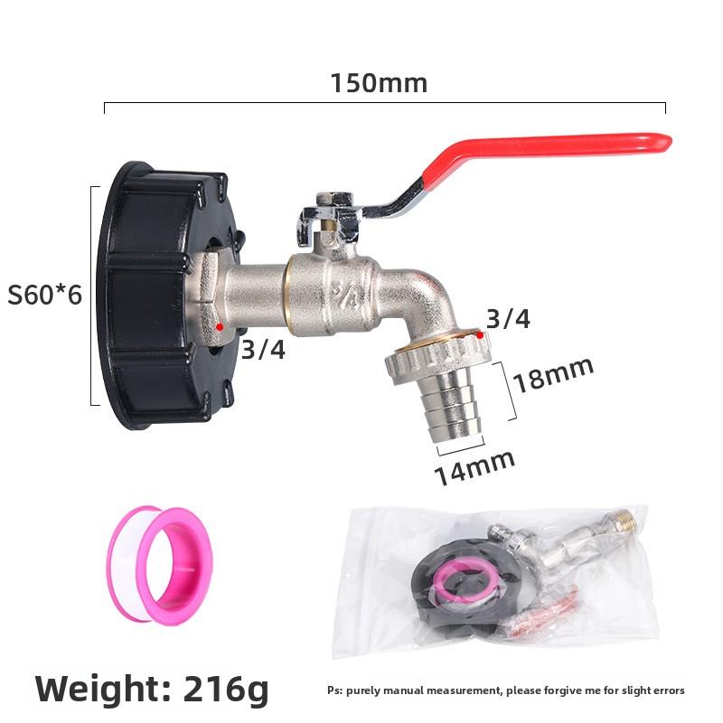 IBC Bucket Accessories 1/2 Brass S60*6 Faucet Alloy Faucet Adapter 3/4 1''Faucets Nipple Adapter