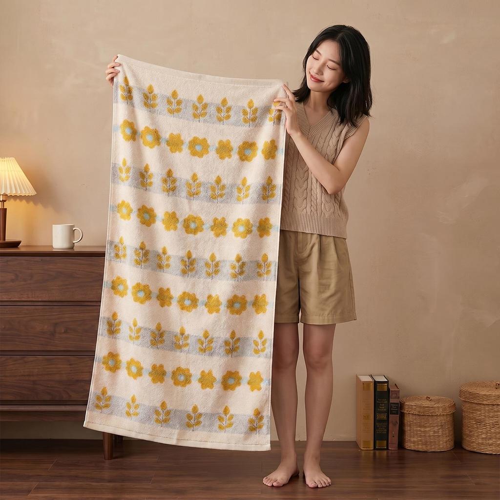 7A Antibacterial Large Bath Towels - Pure Cotton, Absorbent, Fast Drying, Shed-Resistant for Men & Women