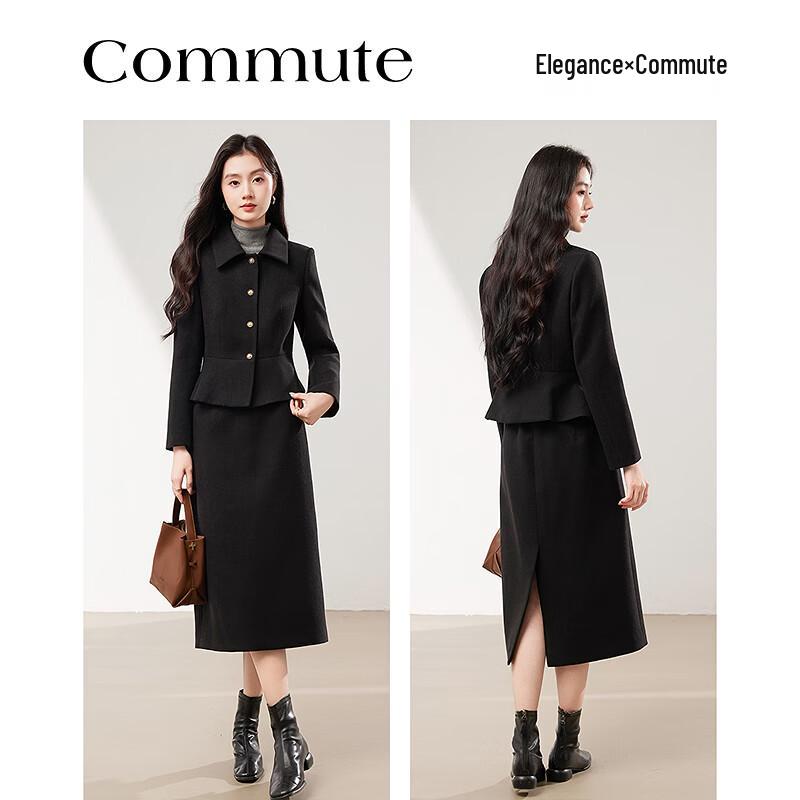 Likewater Nianhua Women's Elegant Long-Sleeve Jacket and Midi Skirt Set