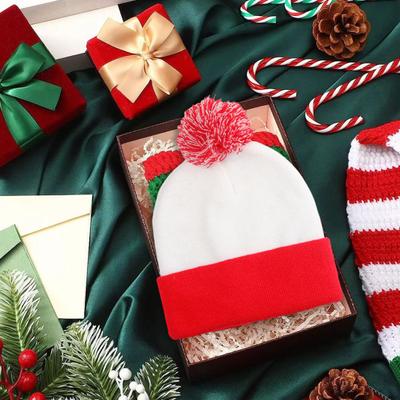 Yousheng Cappello a Maglia Invernale Cappello con Pompon a Contrasto Bordo Pieghevole Elastico Berretto a Strati Doppi Copricapo per il Freddo Accessorio Fotografico