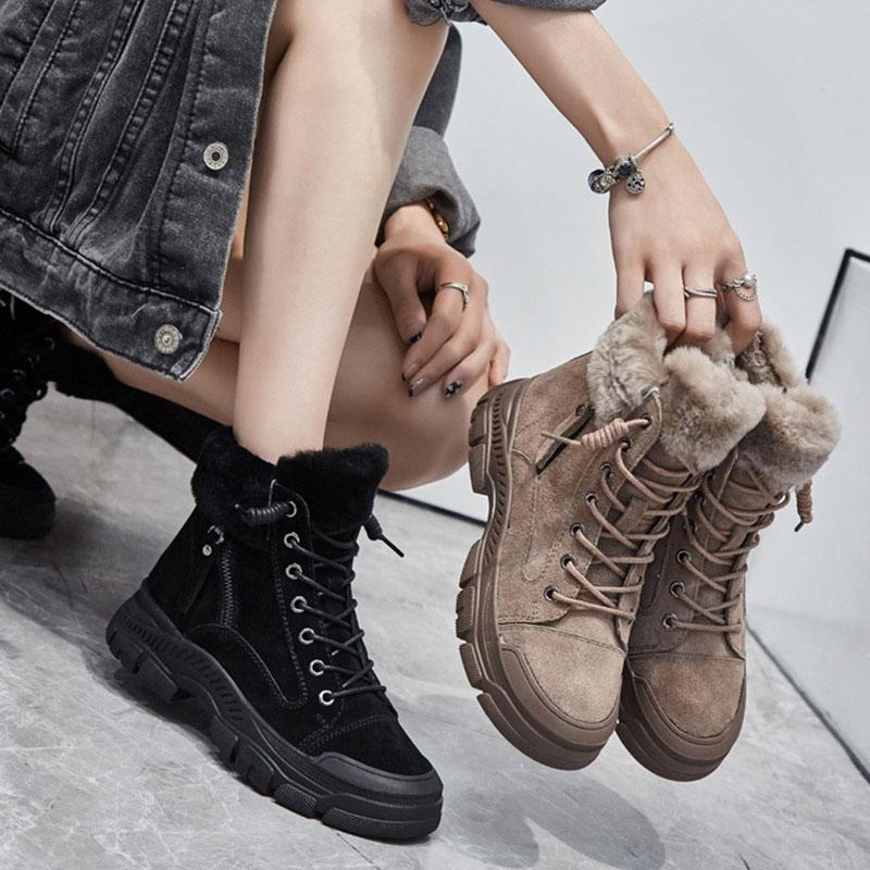 Fashion GKTINOO 2025 Winter Shoes Women Snow Boots Thick Sole Warm Plush Winter Shoes Genuine Leather Suede Women Ankle Boots Sneakers