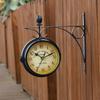Clock Wall Retro Double Decor Sided Hanging Clocks Vintage Iron Home Outdoor Round Station Large Rustic Garden