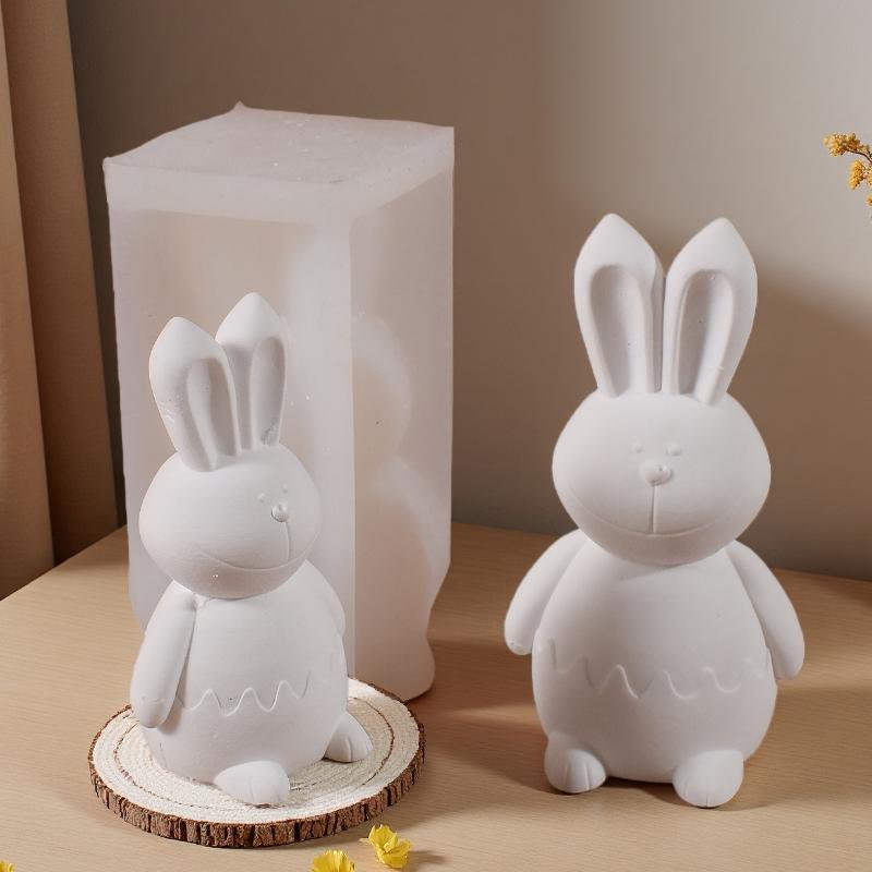 Silicone Mold Easter Eggshell Rabbit Gypsum Decorative Mold Home Desktop Atmosphere Decoration Festival Gift Resin Gypsum