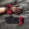 Black Lace Gloves Original Retro Elegant Lolita Hand Sleeves Bow Pearl Evening Dress Stage Accessories Women